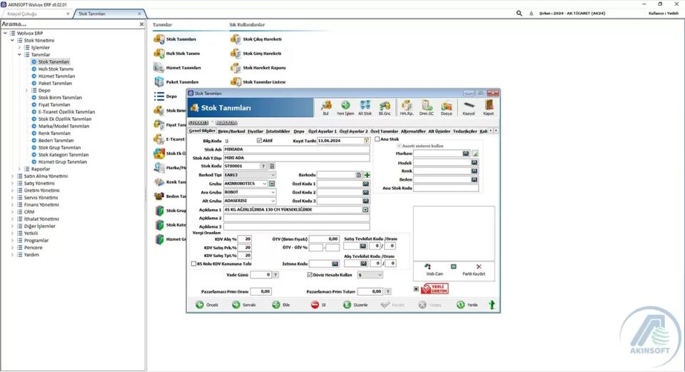 Akınsoft VOLVOX 26 ERP