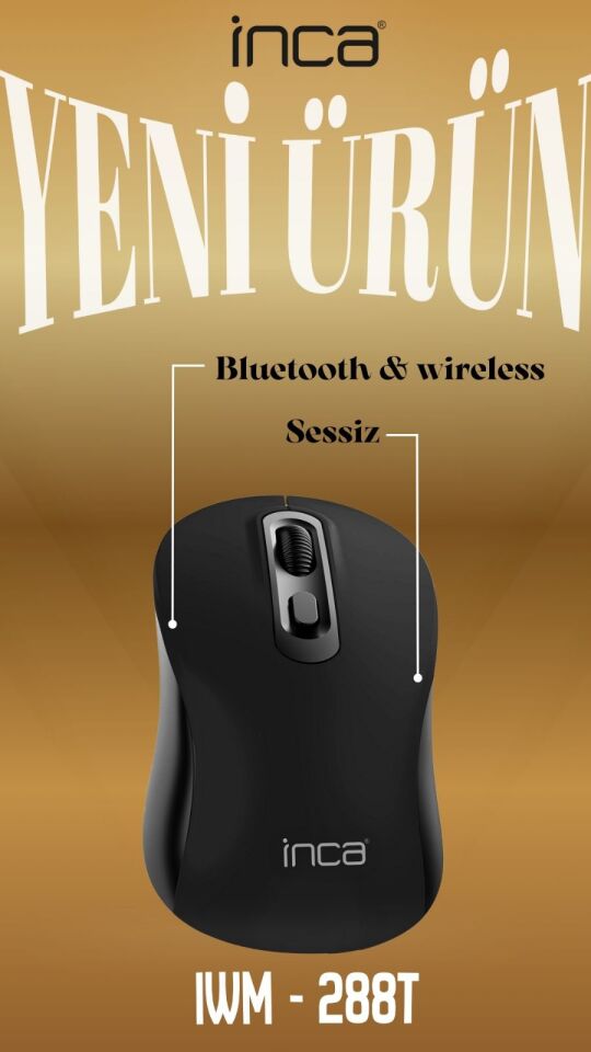 INCA IWM-289T Kablosuz siyah Ergonomic Design Şarjlı Mouse
