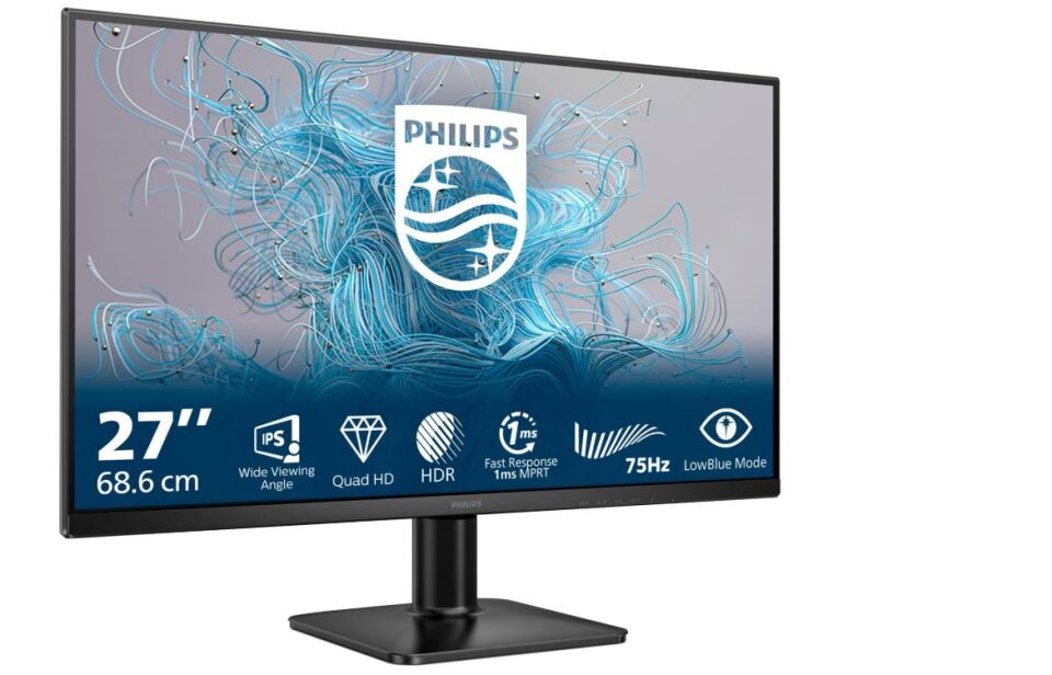 PHILIPS 27E2N1500L 1000 Serisi 27'' LED IPS 4ms 75Hz 2560x1440 QHD HDMI DP (Vesa) AdaptiveSync Siyah Monitör