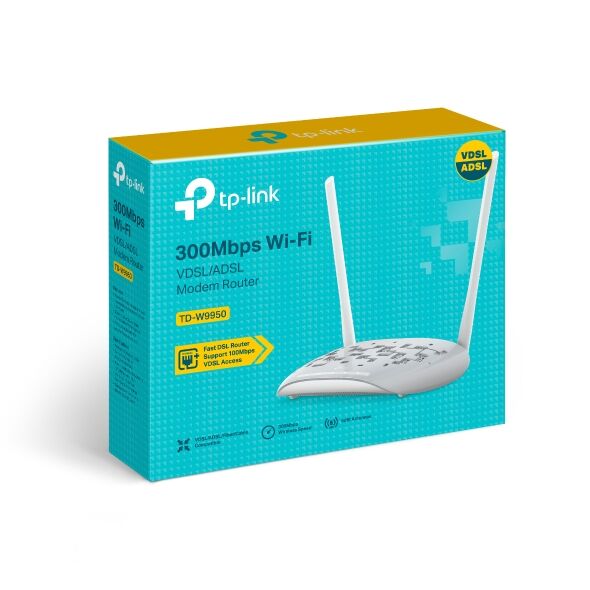 TP-LINK TD-W9970 300Mbps 4 Port Kablosuz ADSL2+/ VDSL2 Modem/ Router 2x5dBi Anten
