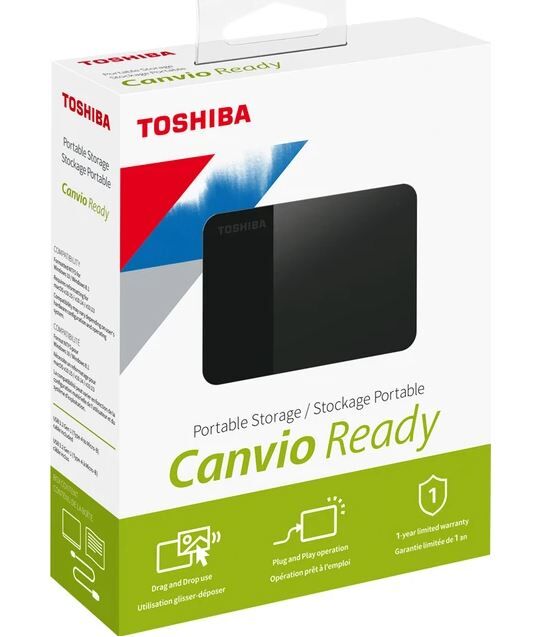 TOSHIBA HDTP310EK3AA Canvio Ready 2.5'' 1TB ~ 5.0 Gbit/s USB 3.2 Gen1 Siyah Taşınabilir Harddisk