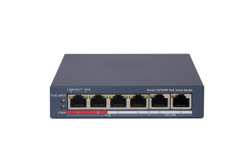 HIKVISION DS-3E1106P-EI/M 6 Port Mbit 4 Port Poe 45W Yönetilebilir Metal Kasa