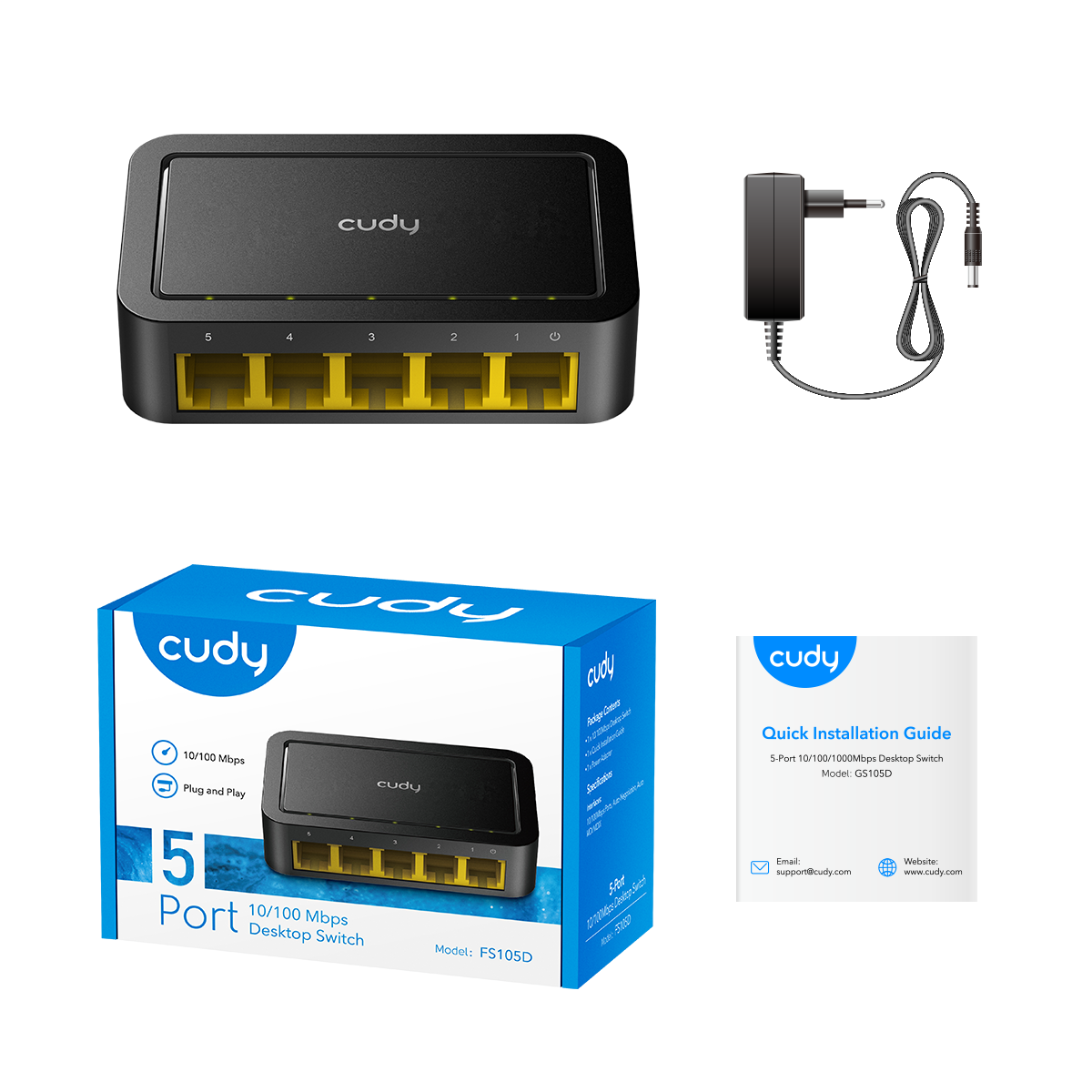 CUDY FS105 5 port Mbit Desktop Yönetilemez Metal Kasa Switch