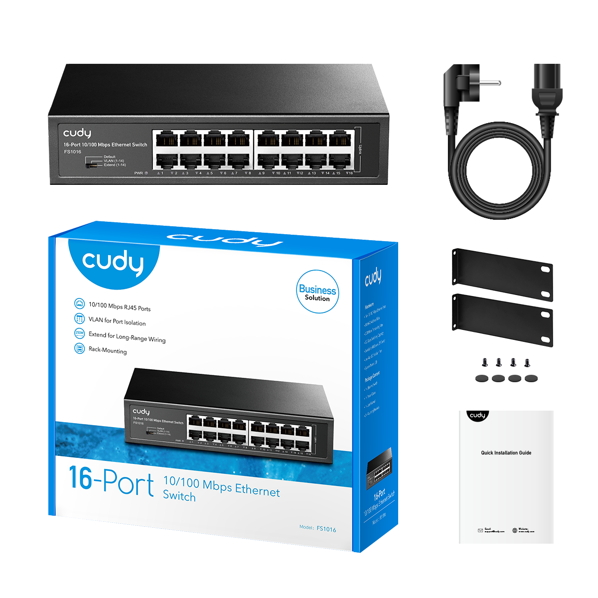 CUDY GS1016 16 Port Gbit Rackmount Yönetilemez Metal Kasa Switch