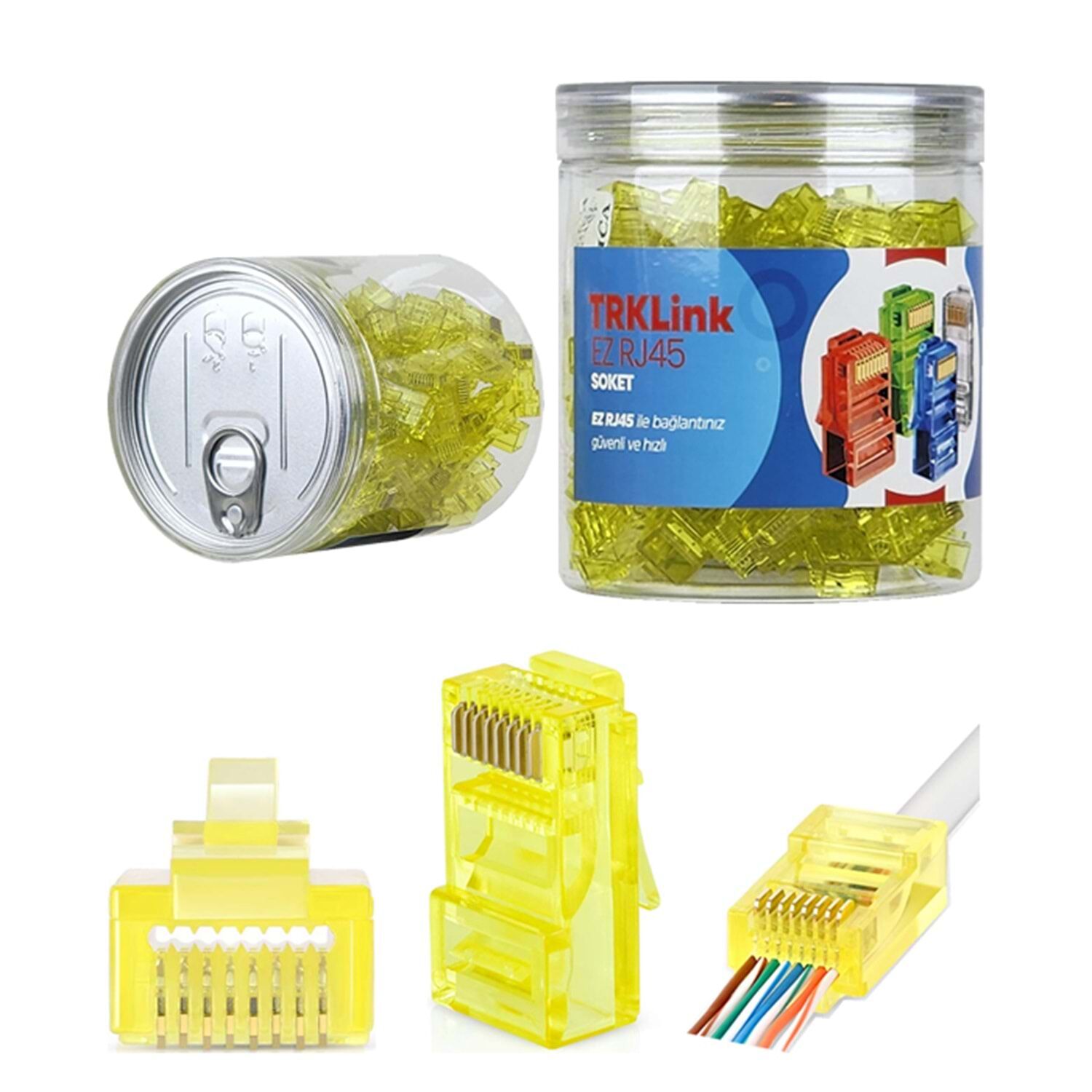 TRKLink EZ RJ45 RJ45 Konnektör (SARI) 100 'lü PAKET