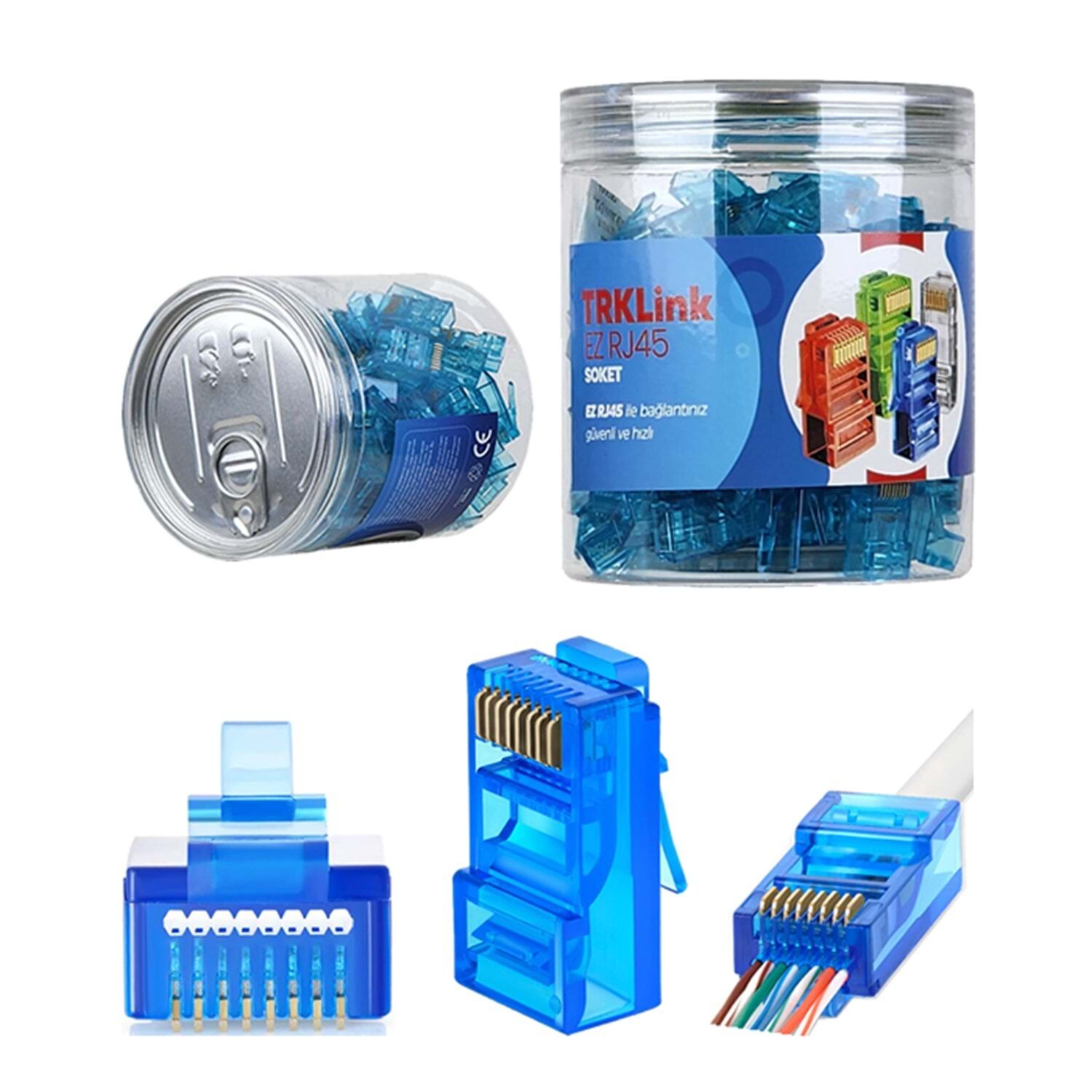 TRKLink EZ RJ45 RJ45 Konnektör (MAVİ) 100 'lü PAKET