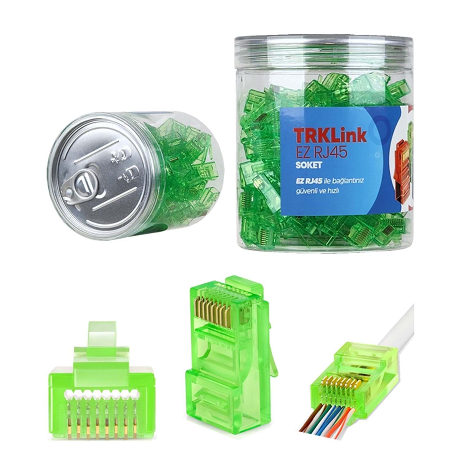 TRKLink EZ RJ45 RJ45 Konnektör (YEŞİL) 100 'lü PAKET