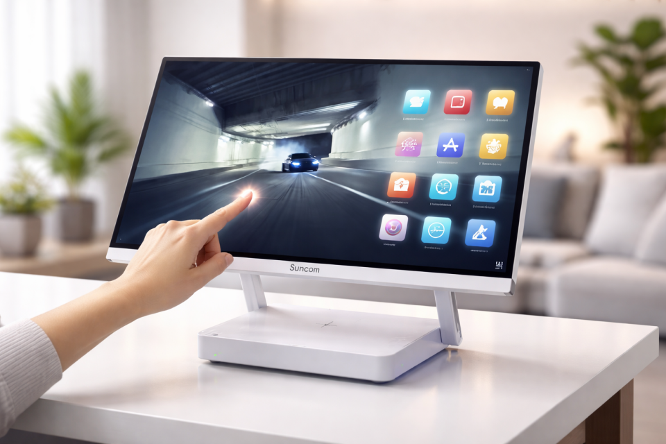 SUNCOM Touch SCA-134T i5-14450H 16GB 512GB SSD O/B Dokunmatik 23.8'' Beyaz DOS All in One PC Bataryalı 1 Saat Batarya Ömrü + Dokunmatik + Kablosuz Telefon Şarj Özelliği + Katlanabilir Yapı